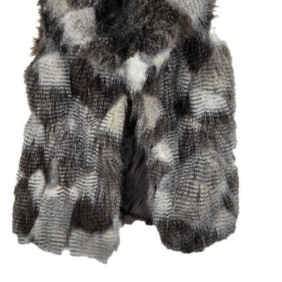 Free Generation Shaggy Patchwork Vegan Faux Fur Vest S Brown Gray Glam Night Out - Picture 6 of 13